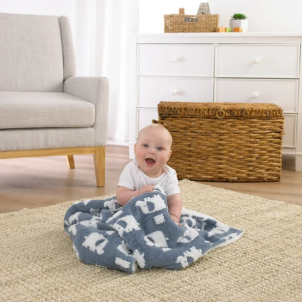 Blue Texture Elephant Blanket for Infant Boys and Girls, 30" x 40" - Image 2