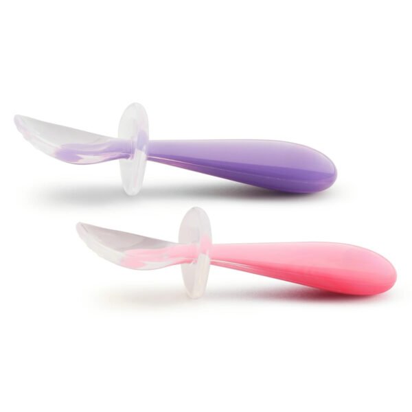 Gentle Scoop Silicone Training Spoons, Pink/Purple, 2 Pack, Unisex - Image 3