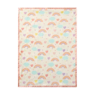 Plush Reversible Rainbow Girl's Polyester Baby Blanket