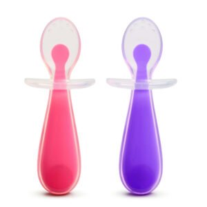 Gentle Scoop Silicone Training Spoons, Pink/Purple, 2 Pack, Unisex