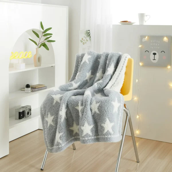 Gray Cozy Reversible Stars Infant Blanket, Unisex, Polyester - Image 2