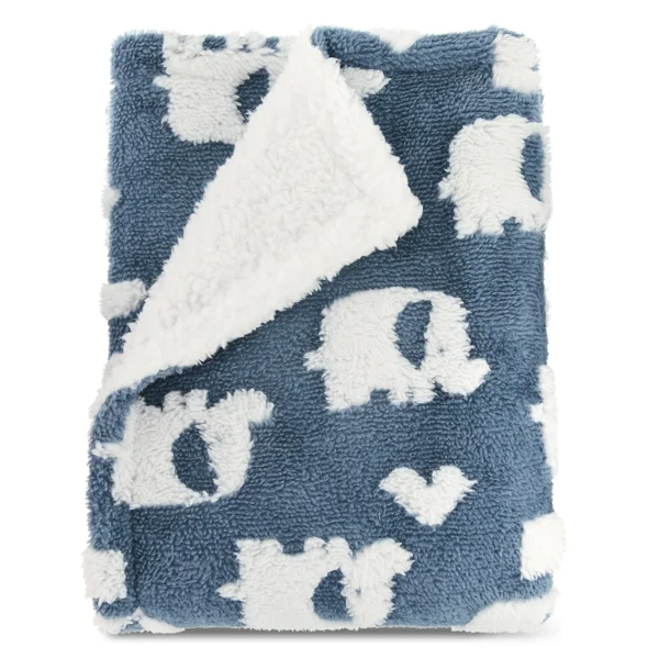 Blue Texture Elephant Blanket for Infant Boys and Girls, 30" x 40"