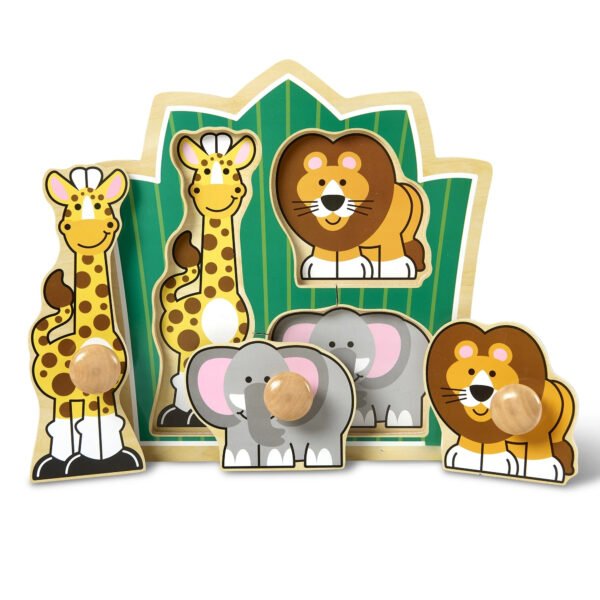 Jungle Friends Safari Animals Jumbo Peg Wooden Puzzle