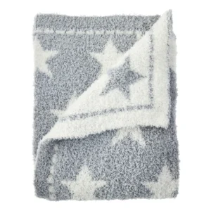 Gray Cozy Reversible Stars Infant Blanket, Unisex, Polyester