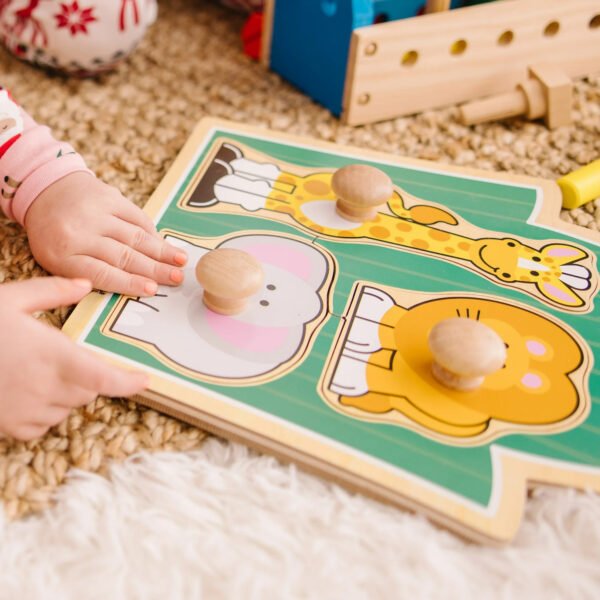 Jungle Friends Safari Animals Jumbo Peg Wooden Puzzle - Image 2